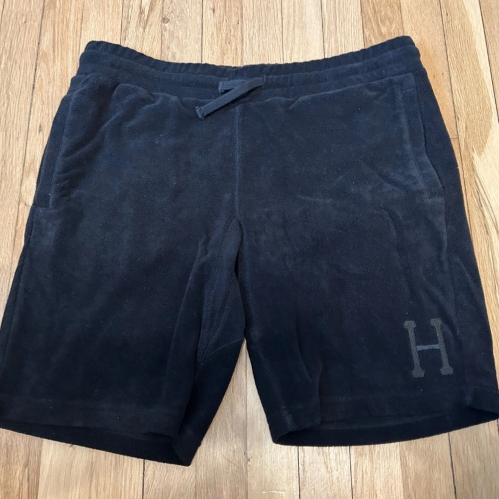 HUF Black Terry Shorts Size Large Embroidered Logo Vintage Streetwear